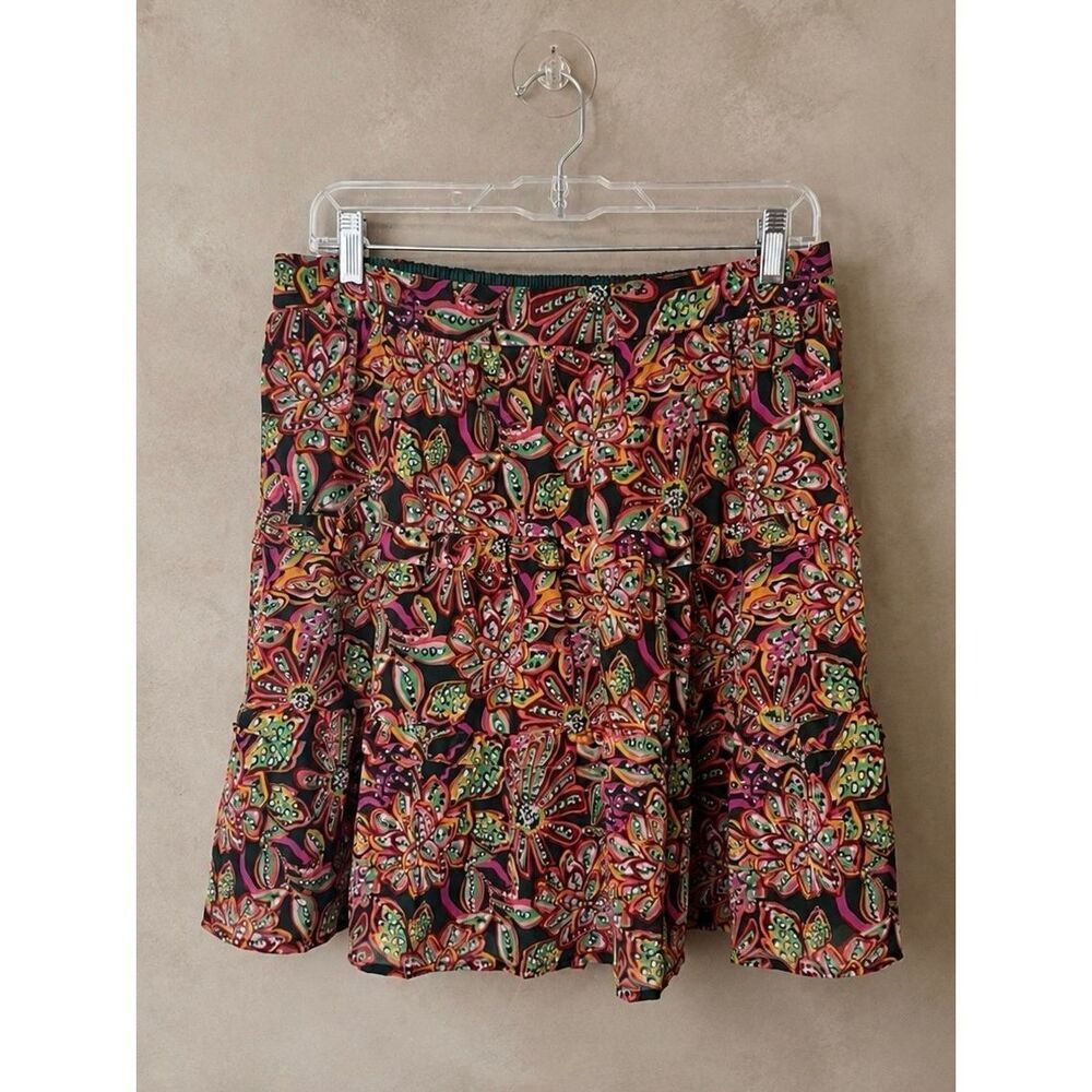 J. Crew Factory Sz M Floral Verte Fern Canyon Tiered Skirt